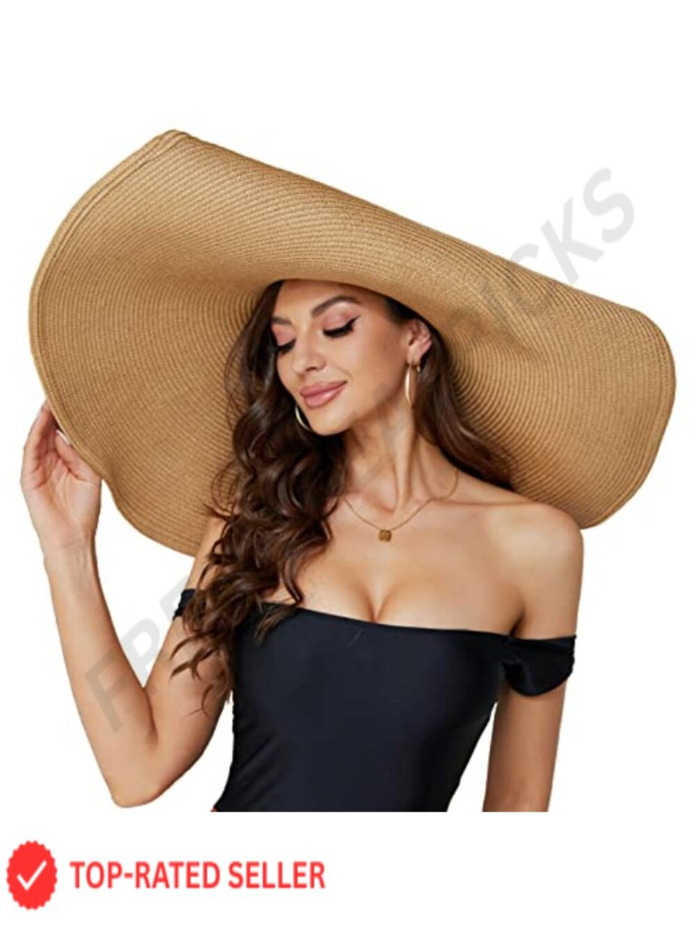 Wide Brim Floppy Straw Sun Hat for Women, Foldable Beach Hat UV Protection